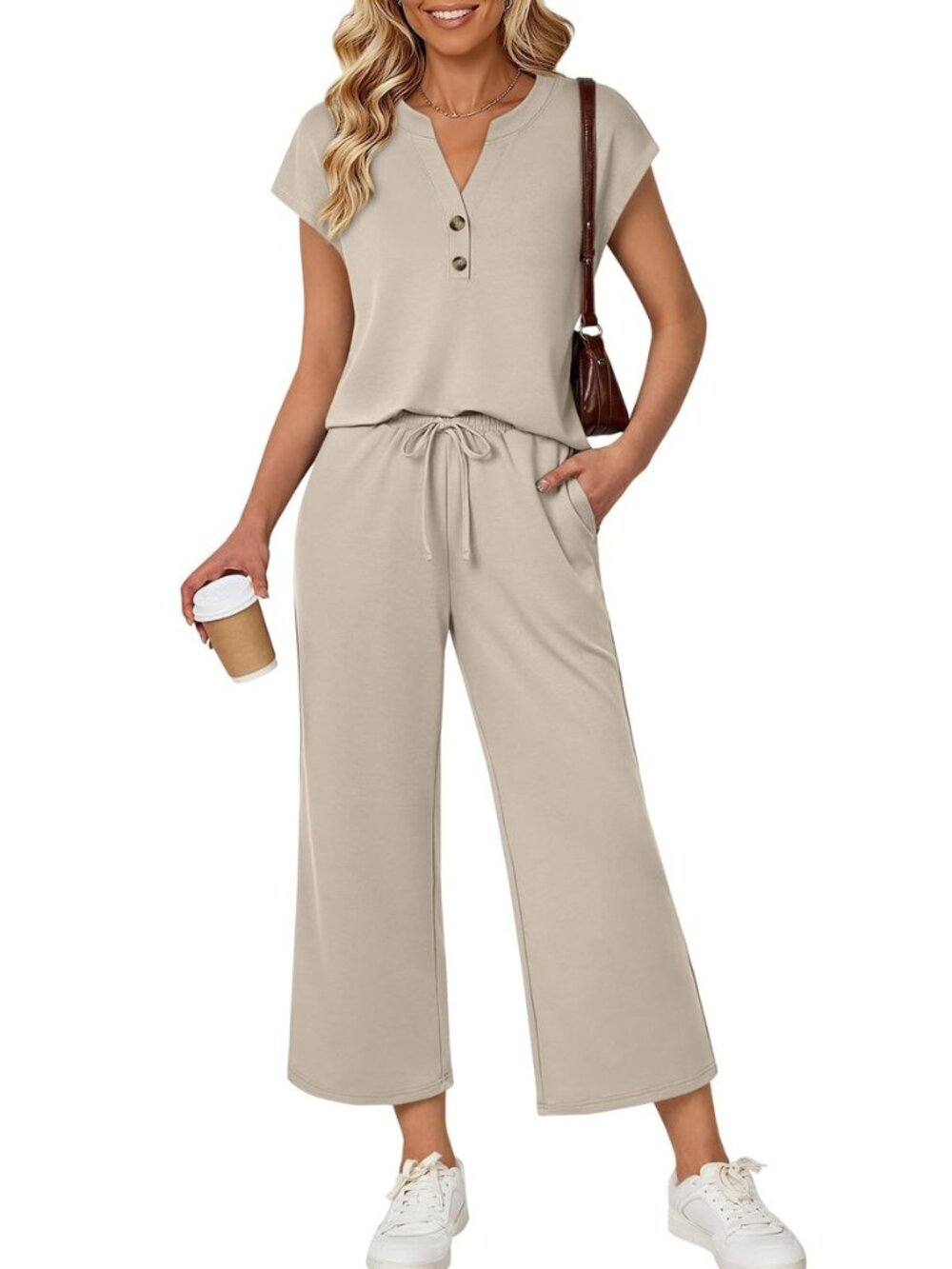 Womens 2 Piece Lounge Sets Fall Outfits Henley Shirts & Pants